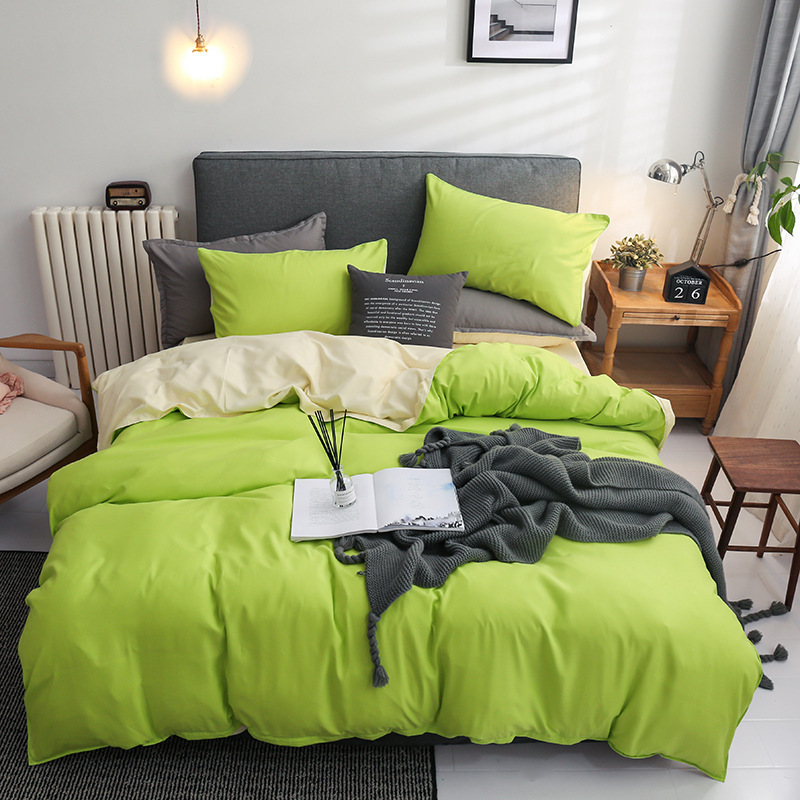 Nordic 3/4Pcs Solid Solor Bedding Set Home Duvet Cover Sheet - 图1