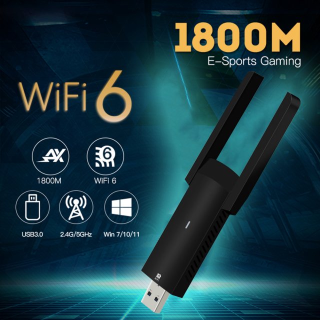 1800Mbps WiFi 6 USB Adapter Dual Band AX1800 2.4G/5GHz Wirel - 图0