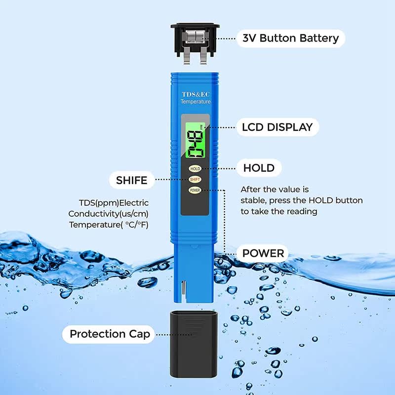 Water Quality Teer with Backlit LCD Sn PH Meter with 3 in - 图1