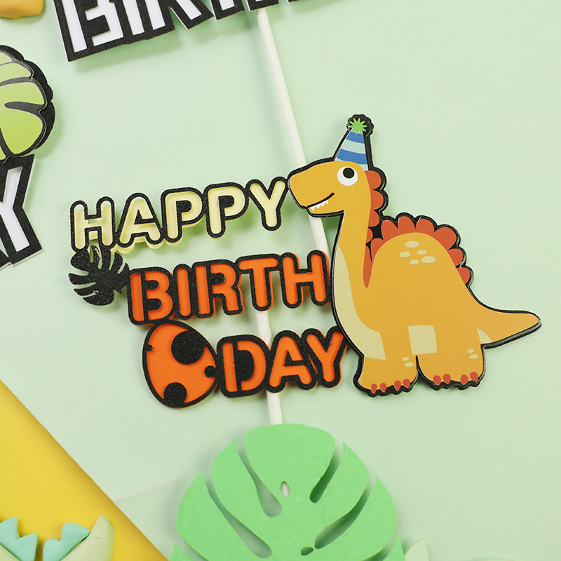 Cakelove Cute Dinosaur Cake Topper Coconut Tree Happy Birthd - 图2