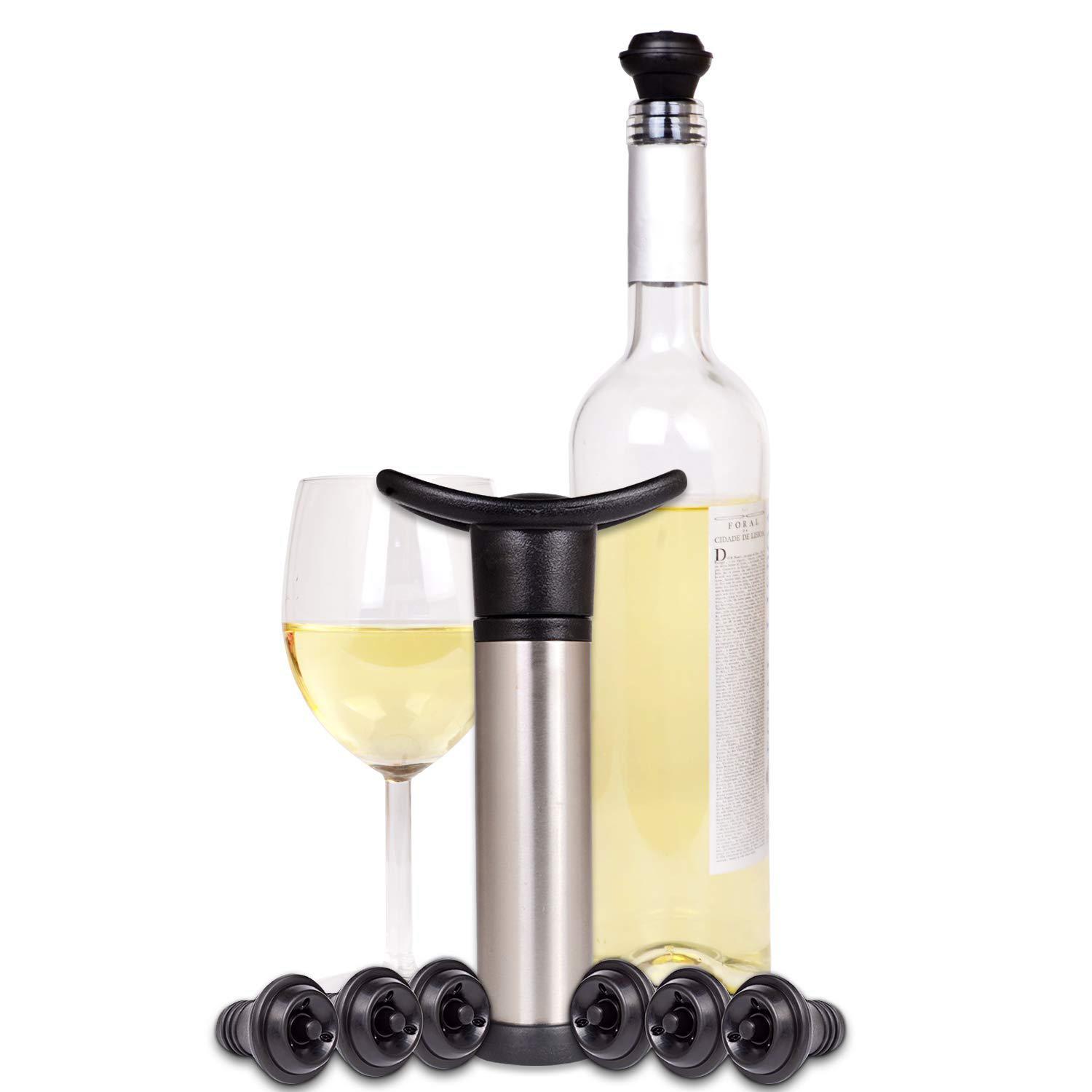 Wine Preserver Vacuum Air Pump With 6 Wine Bottle Stoppers D