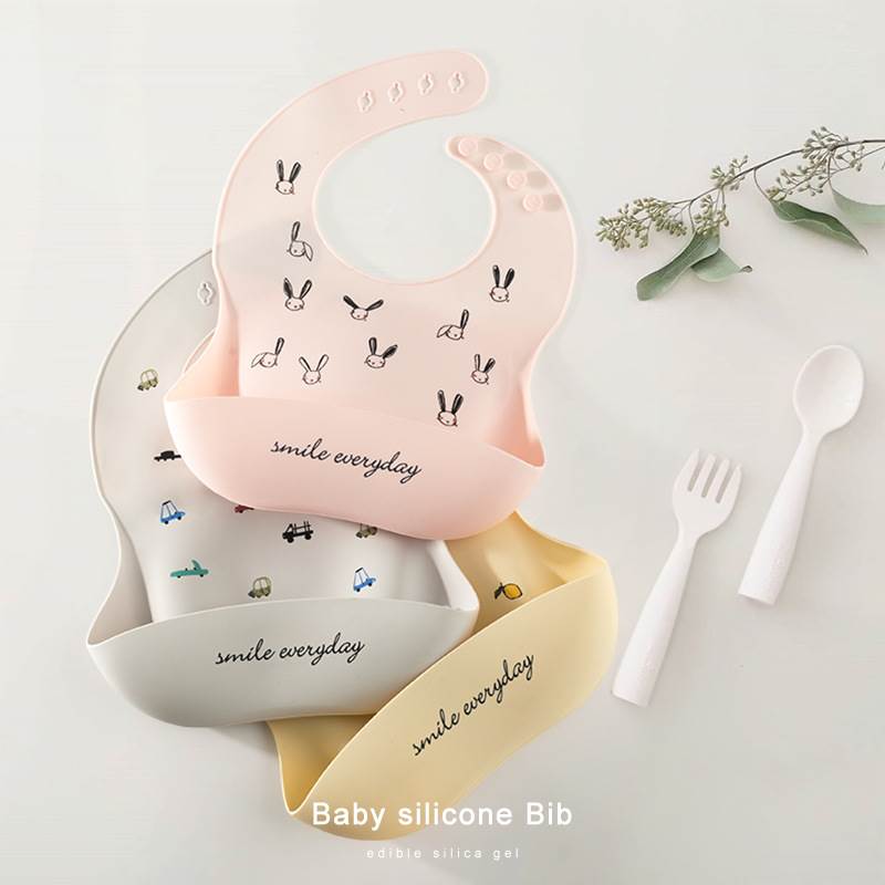 Waterproof Baby Bibs Soft Silicone Baby Feeding Bib Baby Stu - 图1