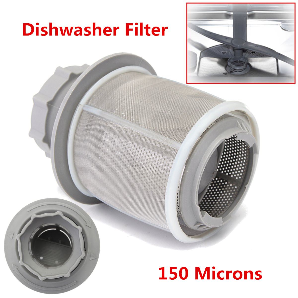 2 Part Dish Washer Mesh Filter Set Grey Inner Screen Filter-图1