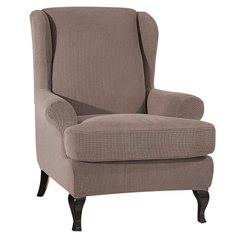 Wingback Sloping Arm King Back Chair Cover Elastic Armchair - 图0