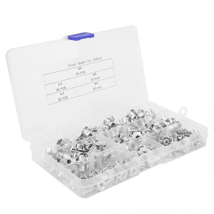 140Pcs/set Tee Nut Set Silver Carbon eel Galvanized Furnit - 图0