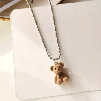 CuteTeddy Bear Pendant Necklace ສໍາລັບເດັກຍິງແມ່ຍິງເກົາຫຼີ Fashi