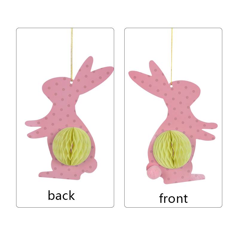 4Pcs Colorful Hanging Paper Bunny Decora Honeycomb Rabbit Ga - 图0