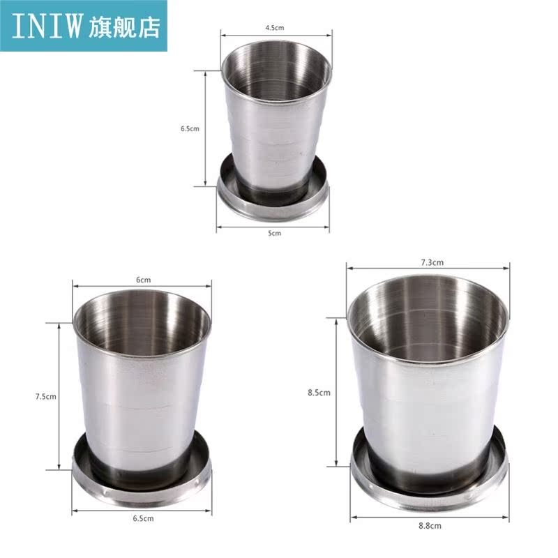 75/150/250ml Folding Cup with Keychain Stainless Steel Retr - 图0