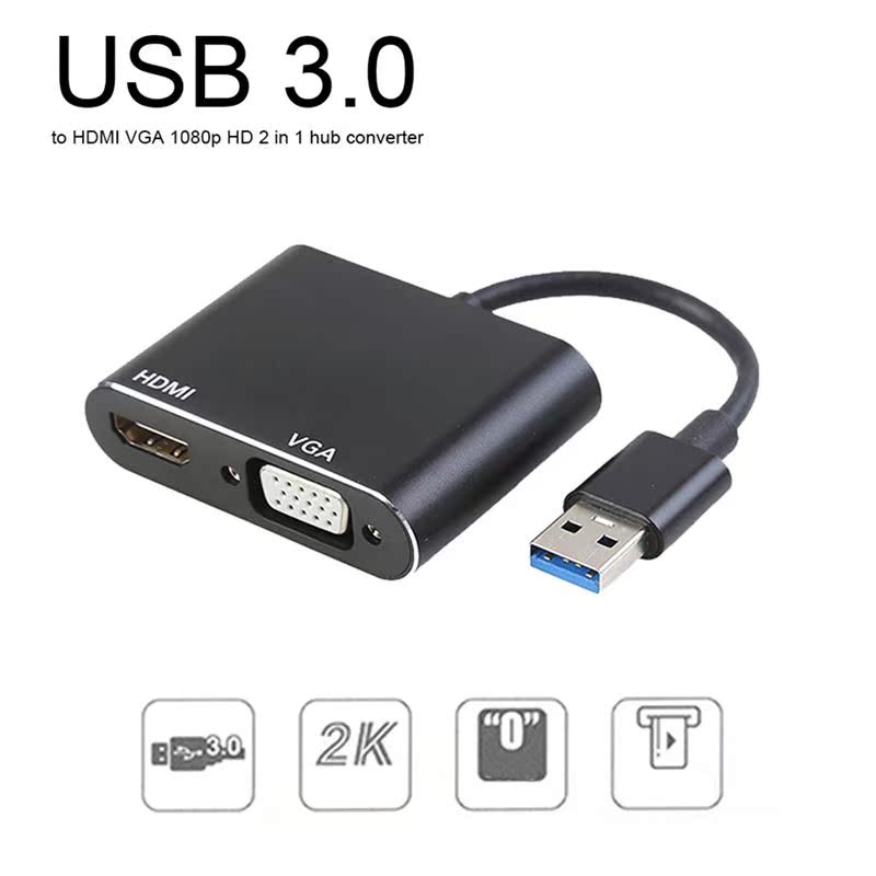 USB 3.0 to HDMI VGA 1080P HD Converter Audio Video 2 in 1 HU - 图3