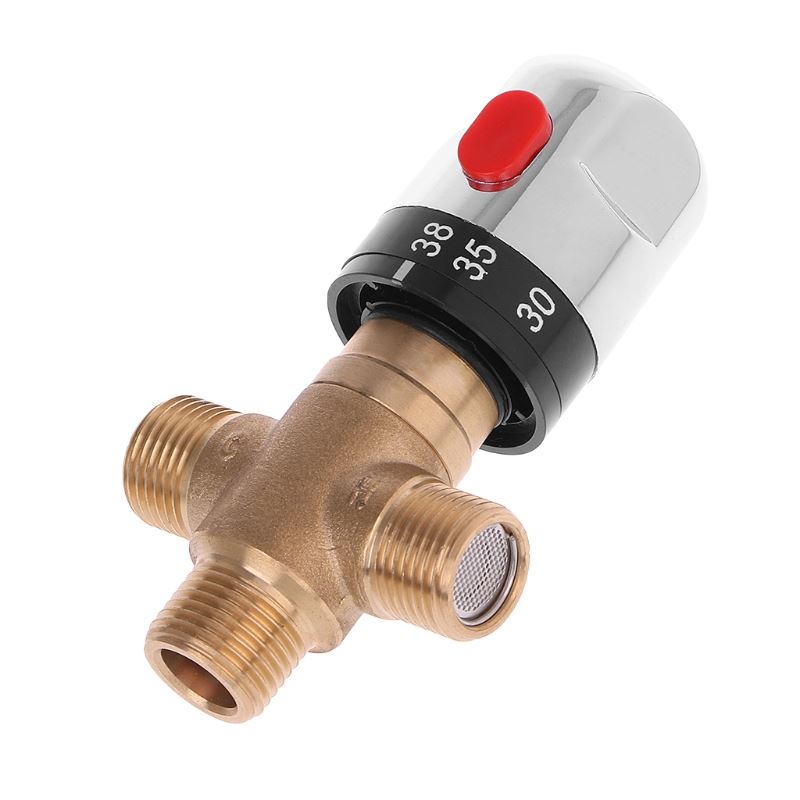 Solid Brass G1/2 Male  Way Thermostatic Mixing Valve Shower - 图0