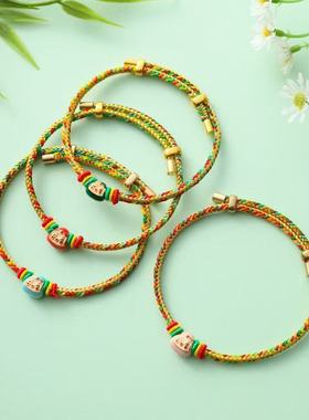 端午节手绳手工编织五彩绳女