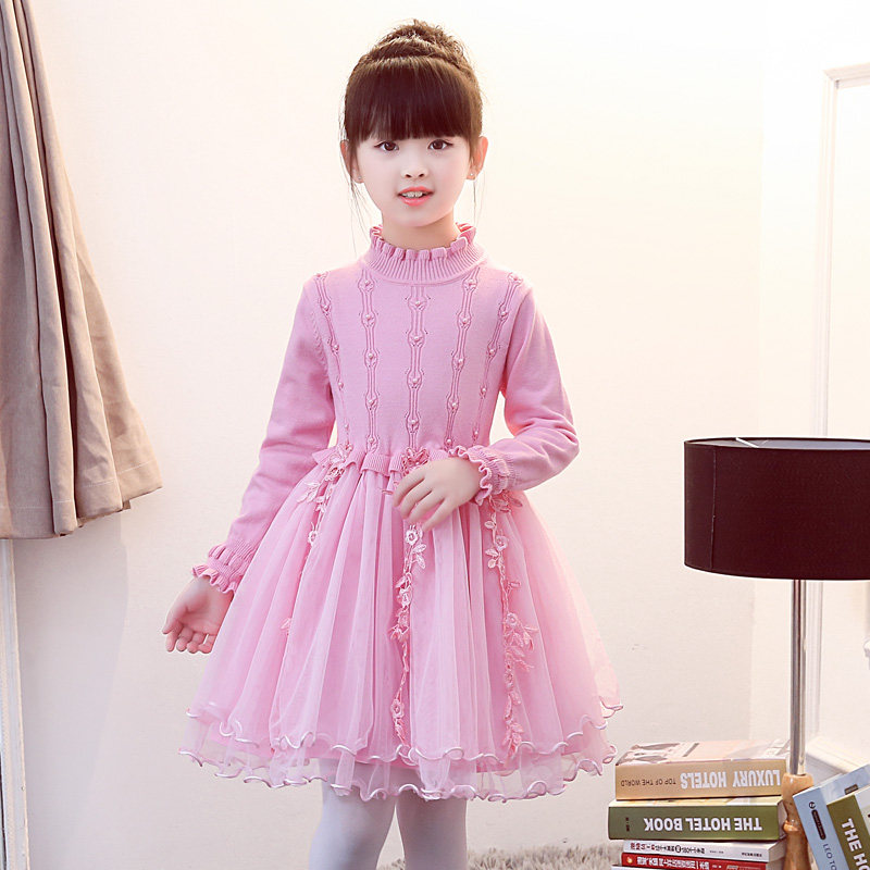 女童毛衣连衣裙秋春季纯色儿童公主裙童装小女孩加绒加厚针织裙子,淘宝优惠券,粉丝福利购,淘宝优惠卷