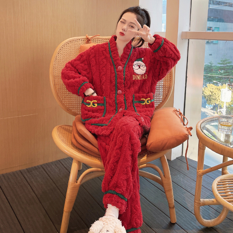 2022年新款秋冬季珊瑚绒加绒睡衣 雅静雯睡衣/家居服套装