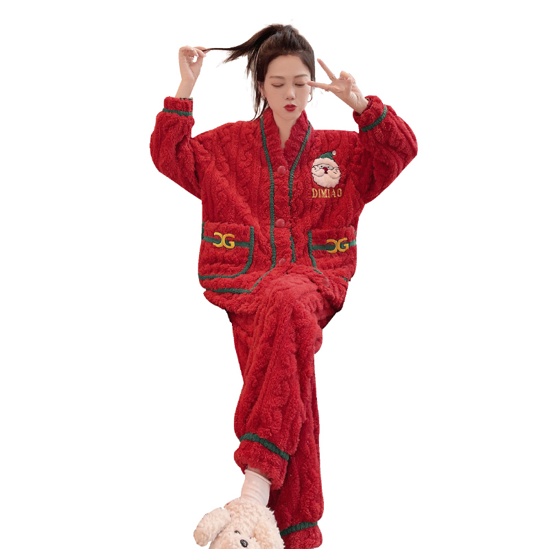 2022年新款秋冬季珊瑚绒加绒睡衣 雅静雯睡衣/家居服套装