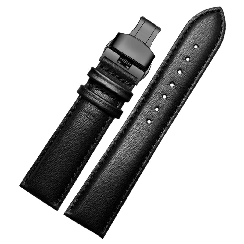 适配天王真皮男女情侣黑表链手表带 臻品涵配件