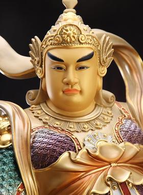 台湾纯铜韦陀护法铜雕太古彩伽蓝韦驮菩萨佛像客厅供奉守护神摆件