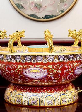 台湾纯铜景泰蓝浴佛盆九龙吐水铜盆太子佛浴佛寺庙佛诞浴佛节用品