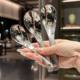 Stainless steel thickened hammer pattern spoon retro creative high-quality dessert girl's heart spoon