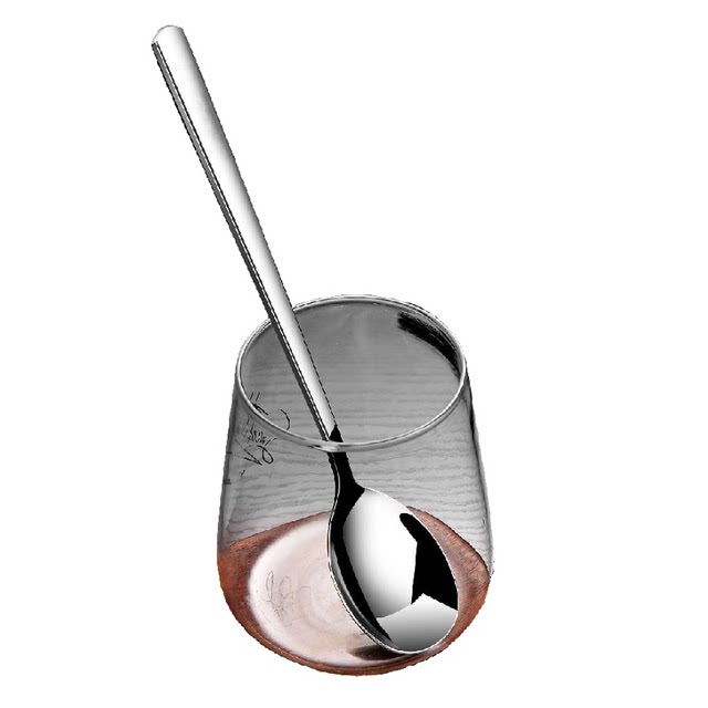 Western food spoon stainless steel spoon household internet celebrity tableware Korean long-handled meal and drinking spoon cute round head thickened