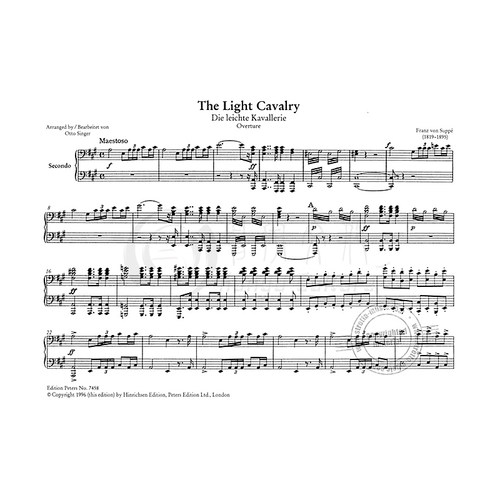 苏佩 轻骑兵序曲 钢琴四手联弹 彼得斯原版进口乐谱书 Franz von Suppe The Light Cavalry Overture for Piano 4 Hands EP7458 - 图1