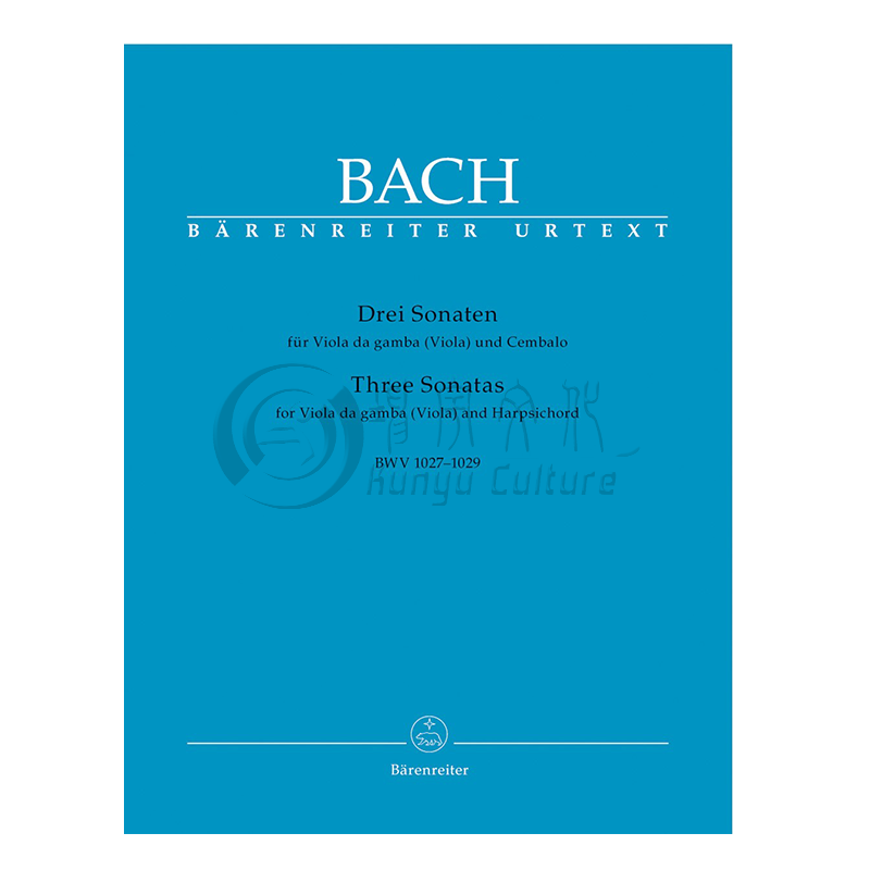 巴赫 三首奏鸣曲BWV1027-1029 中提琴和羽管键琴 德国骑熊士乐谱书 Bach Three Sonatas Viola da gamba and Harpsichord BA5186 - 图0