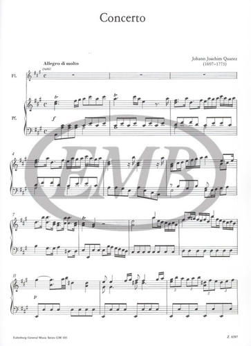 匡茨 A大调长笛协奏曲 附钢琴伴奏 布达佩斯 原版乐谱书 Quantz Johann Joachim Concerto in la maggiore Flute Piano Z6597 - 图0