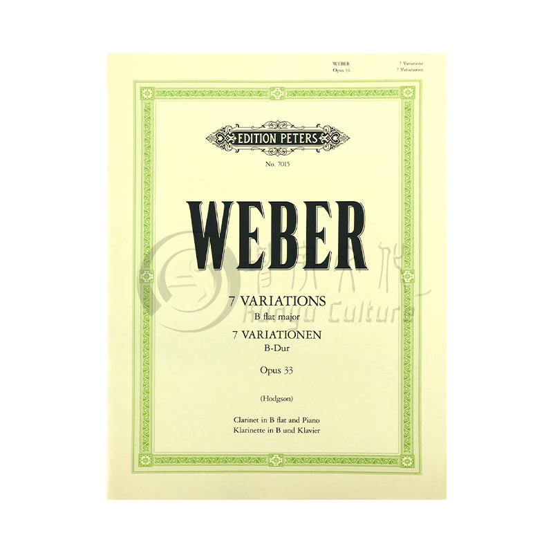 韦伯单簧管变奏曲七首降B大调 Op33带钢伴彼得斯原版乐谱书 Weber 7 Variations in B flat for Clarinet and Piano EP7015-图3