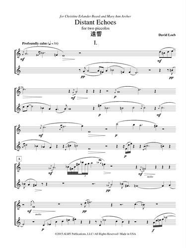 勒布 遥远的回声 两支短笛 总分谱 Alry原版乐谱书  David Loeb Distant Echoes for 2 Piccolos P 29 - 图0