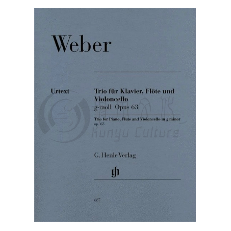 韦伯三重奏 G小调 op63长笛大提琴和钢琴亨乐原版乐谱书 Weber Trio in G Minor for Piano Flute and Cello HN687-图3