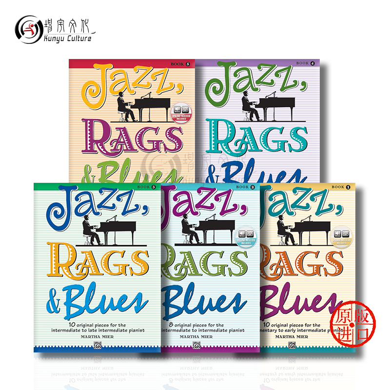 爵士 雷格泰姆 布鲁斯原创作品 中级水平 全套卷一至卷五 Martha Mier Jazz Rags Blues Book1-5 Original Pieces Piano 乐谱 - 图1