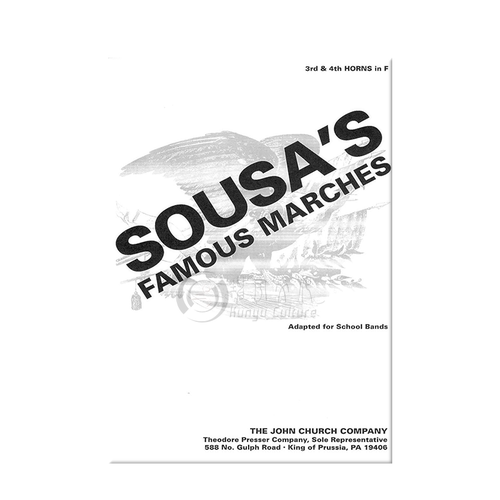 有名苏萨进行曲集 F调圆号3和4 Fischer 费舍尔原版乐谱书 Sousas Famous Marches for 3rd and 4th Horns in F 42540076 - 图2