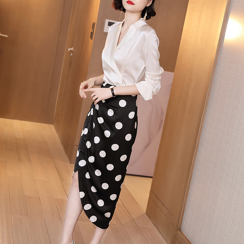 whmk /午后摩卡缎面女西装领女衬衣 午后摩卡衬衫