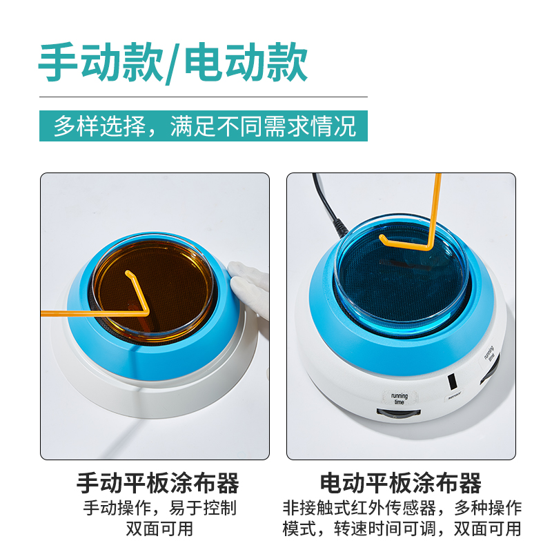 手动电动平板涂布器可涂细菌培养皿微生物培养基双面旋转工作台 - 图0