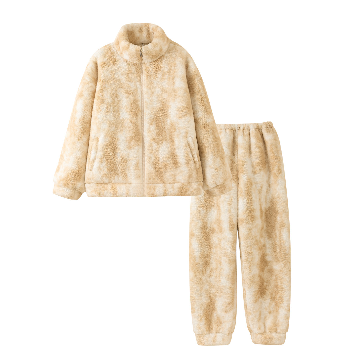 【双层加厚】睡衣男女秋冬季珊瑚绒加绒扎染保暖情侣家居服套装,淘宝优惠券,粉丝福利购,淘宝优惠卷