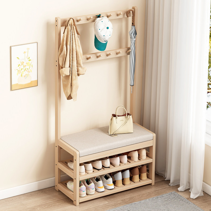 实木换鞋凳简易鞋架收纳置物挂衣架家用门口穿鞋凳多层小鞋柜落地,淘宝优惠券,粉丝福利购,淘宝优惠卷
