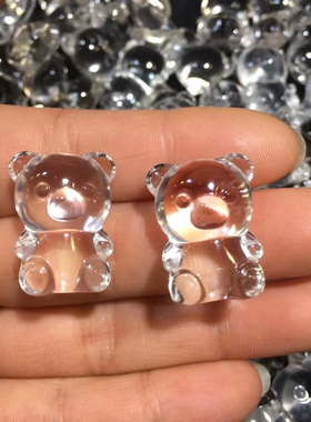 天然白水晶小熊吊坠锁骨链 可爱生动活泼 晶体透送女友闺蜜礼物