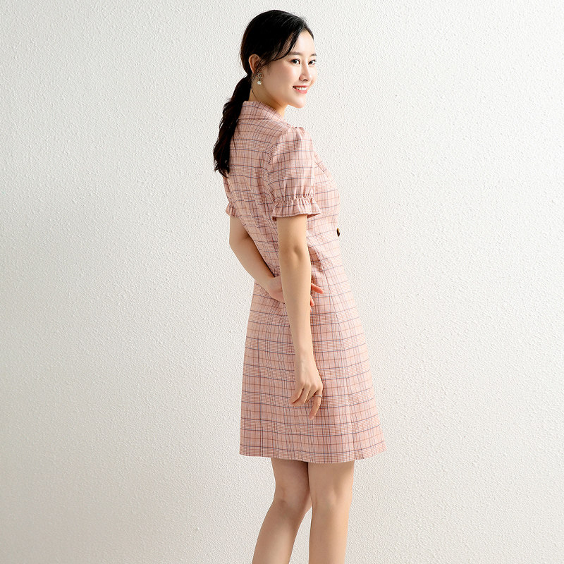 丹慕兰夏季新品轻熟风粉色小连衣裙 丹慕兰连衣裙