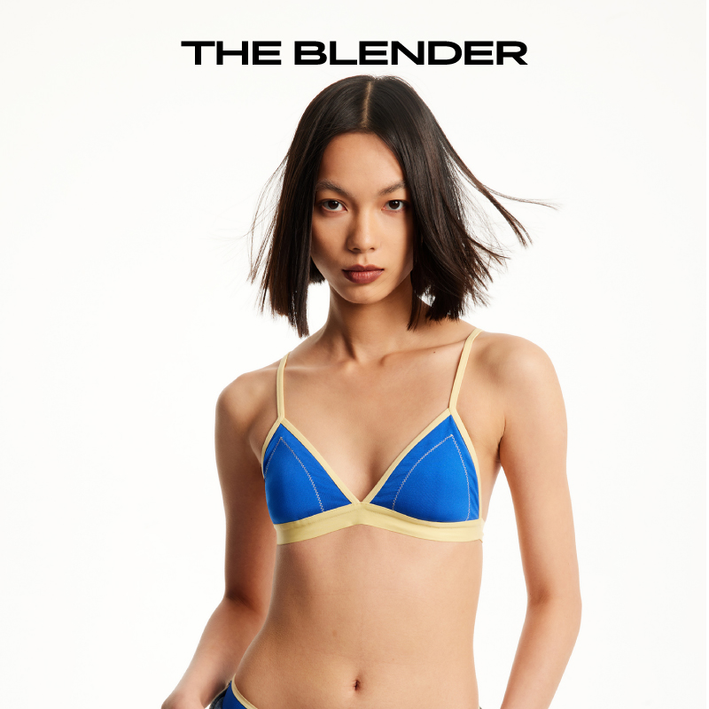 The Blender 撞色比基尼带薄胸垫美背内衣夏季女文胸三角杯套装 - 图0