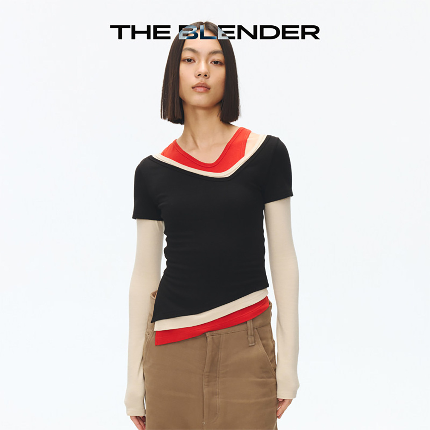【季末特惠】The Blender修身不对称短袖T恤背心叠穿自由组合女,淘宝优惠券,粉丝福利购,淘宝优惠卷