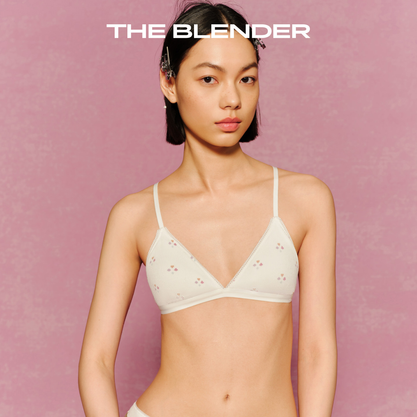 TheBlender printed embroidered triangle cup bra