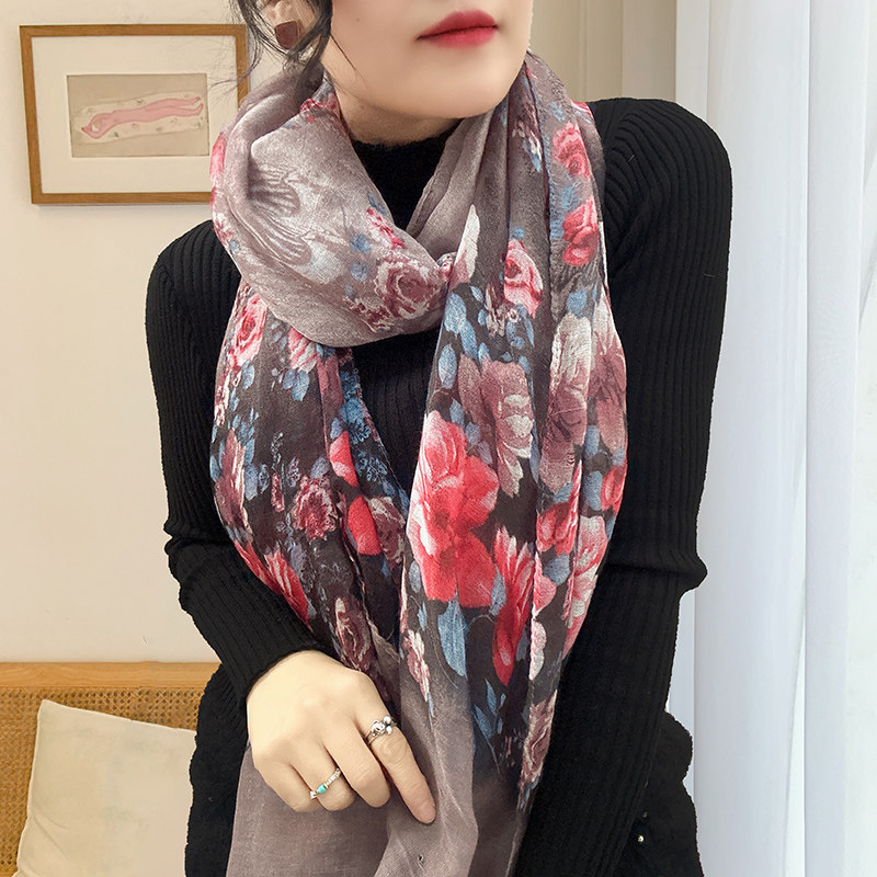 大尺寸棉麻围巾丝巾女生新款秋冬季百搭时尚褶皱减龄妈妈空调披肩,淘宝优惠券,粉丝福利购,淘宝优惠卷