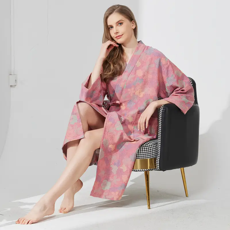 浴袍纯棉睡袍女双层纱国风a类全棉女式情侣睡衣家居服吸水浴衣,淘宝优惠券,粉丝福利购,淘宝优惠卷