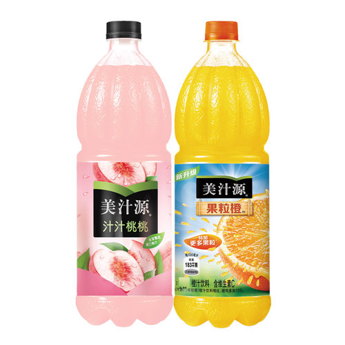 美汁源果粒橙果汁饮料青缇葡萄汁汁桃桃果肉粒1.25升可口可乐年货 - 图1
