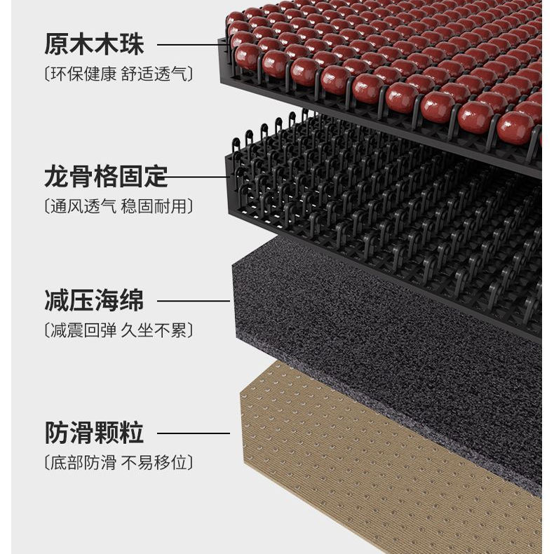 夏季木珠坐垫椅子垫透气夏天办公室久坐冰丝凉垫通风座垫防屁股痛