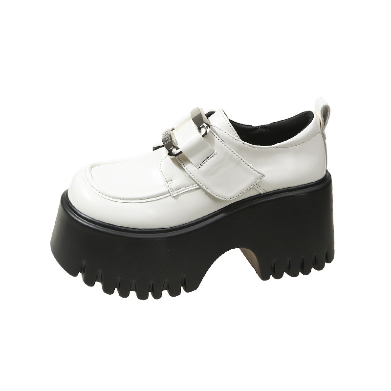 欧货漆皮厚底小皮鞋女2025春季新款增高粗跟单鞋松糕乐福鞋小白鞋,淘宝优惠券,粉丝福利购,淘宝优惠卷