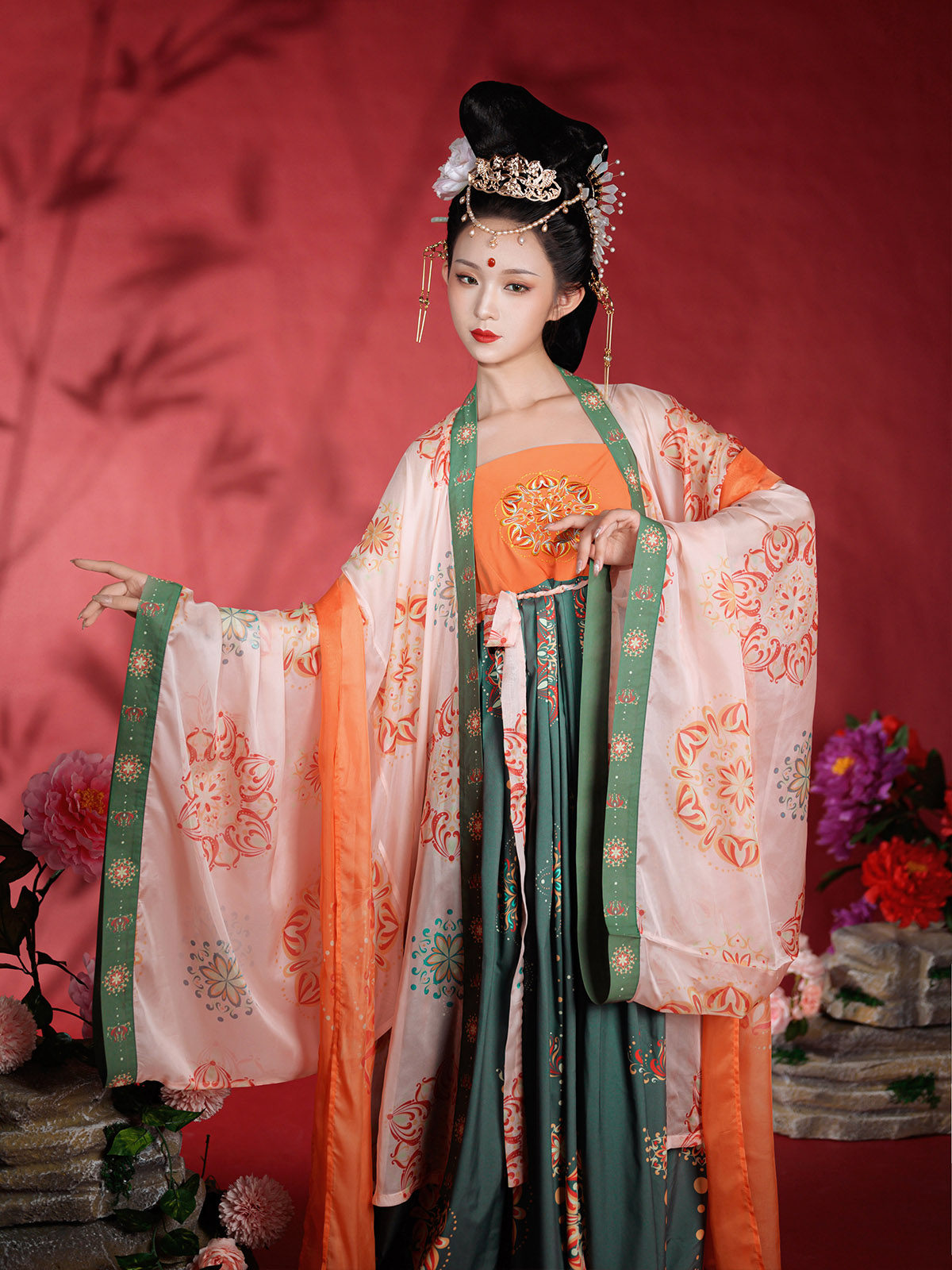 倚梦阁原创柳雾花烟汉服女唐制诃子 倚梦阁汉服