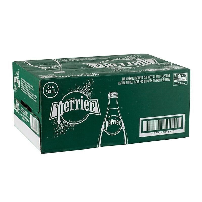法国进口巴黎水330ml*20/24玻璃瓶装perrier青柠含气矿泉水气泡水 - 图0