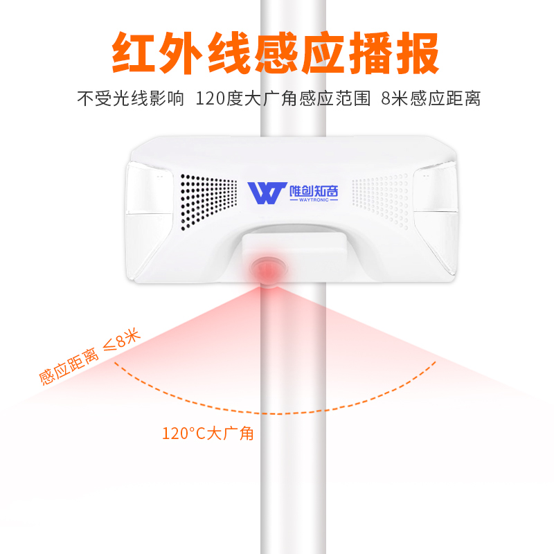 W13户外森林防火播报器红外感应工地安全报警器太阳能语音提示器