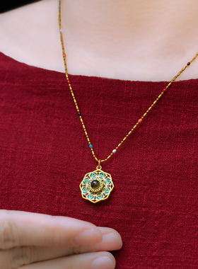 纯S925银绿度母心咒吊坠投影挂件