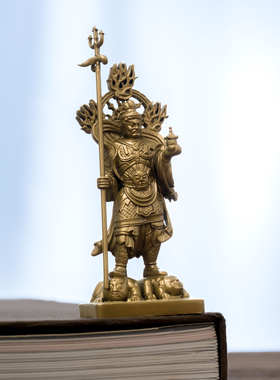 黄铜毗沙门天多闻天王佛像摆件